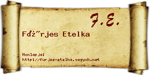 Fürjes Etelka névjegykártya