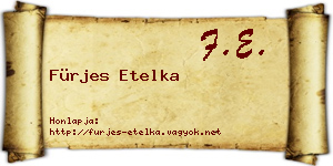 Fürjes Etelka névjegykártya